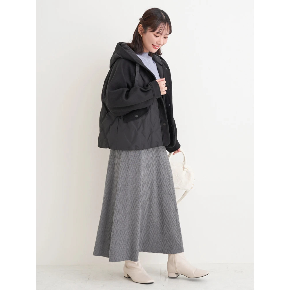 ウール切り替えフードダウンジャケット24