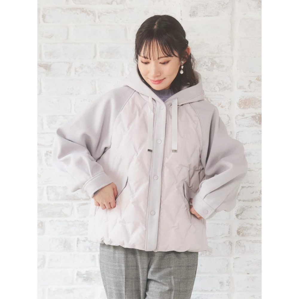 ウール切り替えフードダウンジャケット4