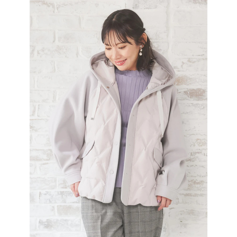 ウール切り替えフードダウンジャケット1