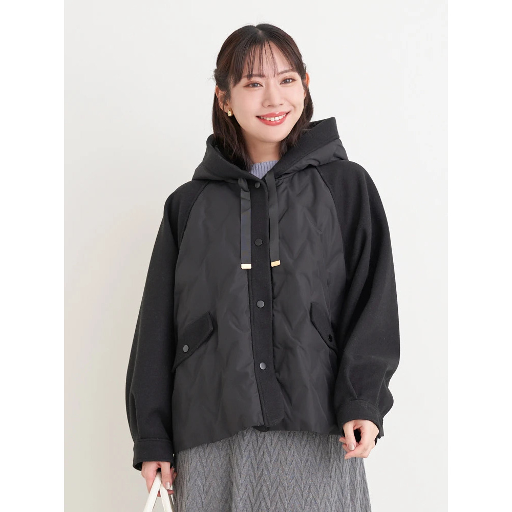 ウール切り替えフードダウンジャケット1