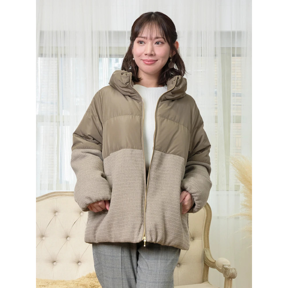 クラシカルツイードダウンジャケット1