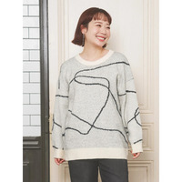 ラインジャガードラメニットトップス