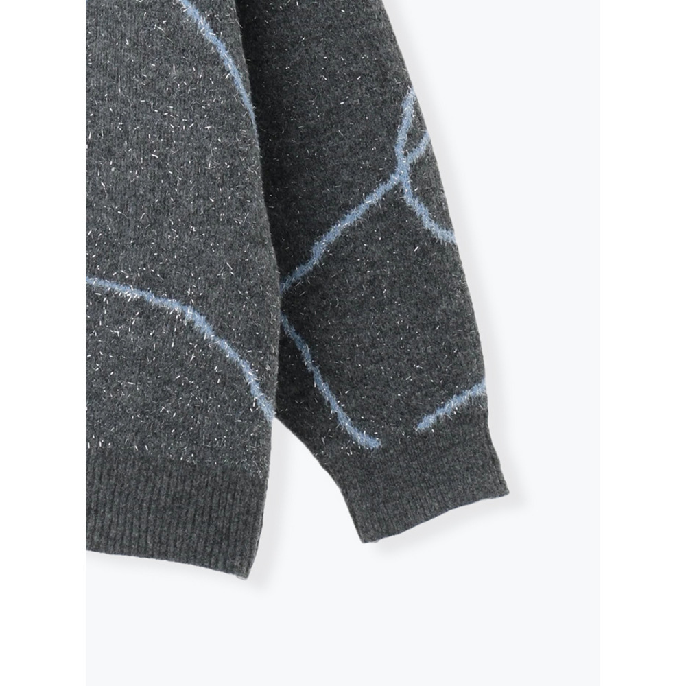 ラインジャガードラメニットトップス23