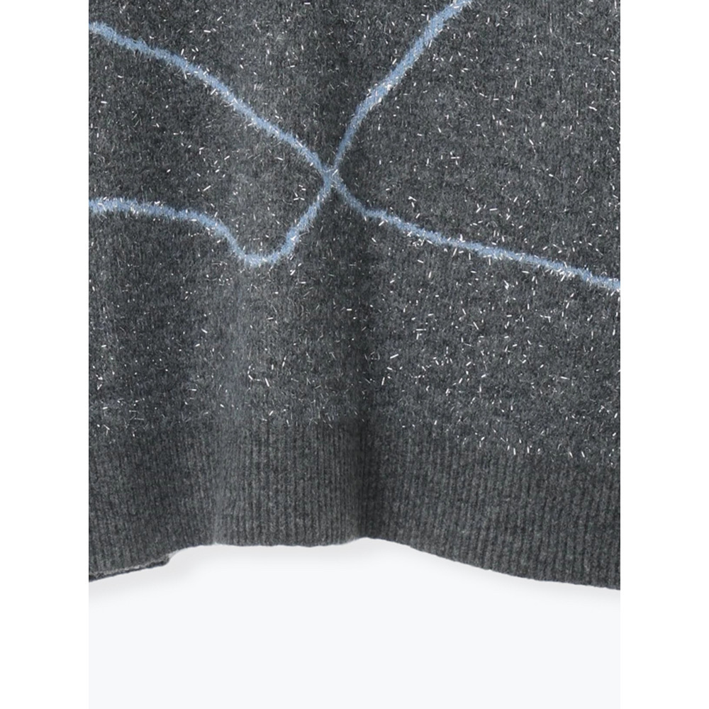 ラインジャガードラメニットトップス24