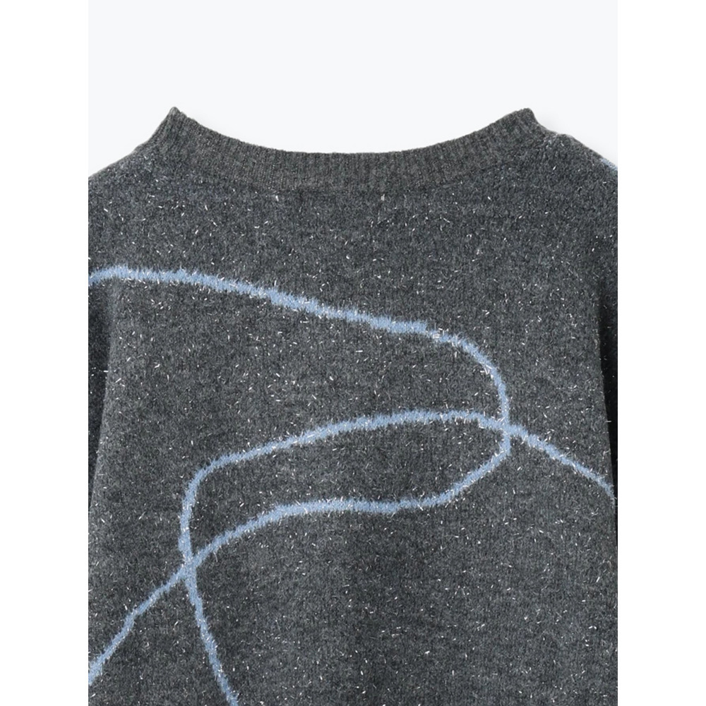 ラインジャガードラメニットトップス25