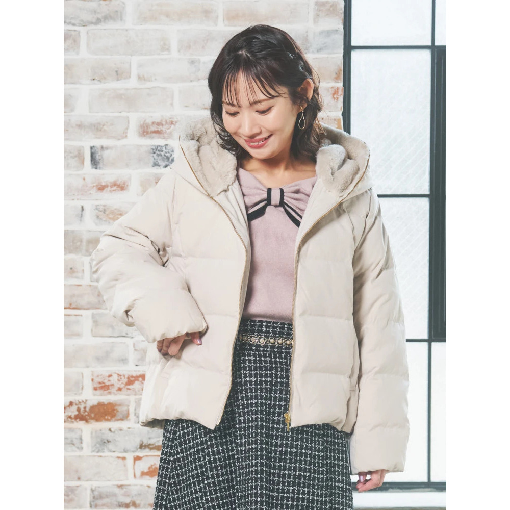 フェイクファーフードショートダウン1