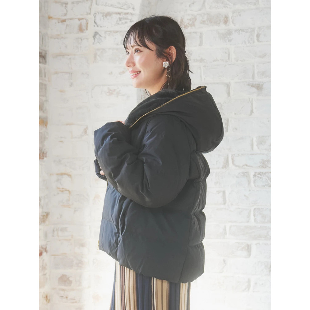 フェイクファーフードショートダウン16