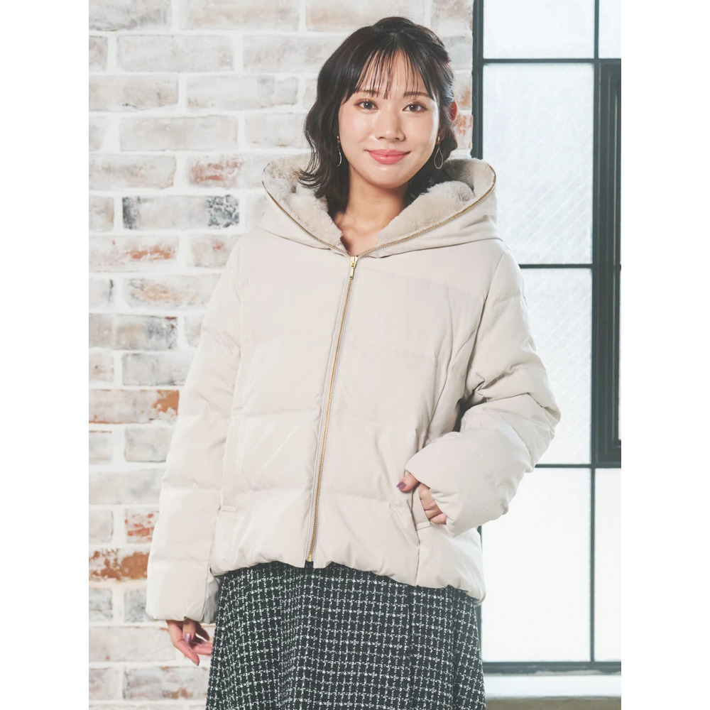 フェイクファーフードショートダウン3