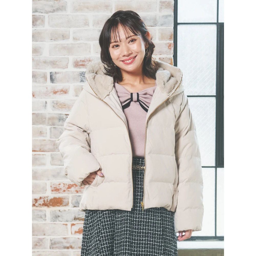 フェイクファーフードショートダウン1