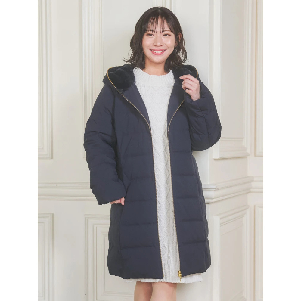 フェイクファーフードロングダウン1