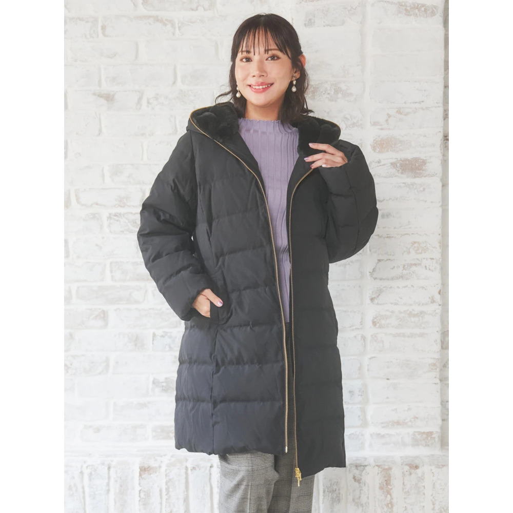 フェイクファーフードロングダウン13