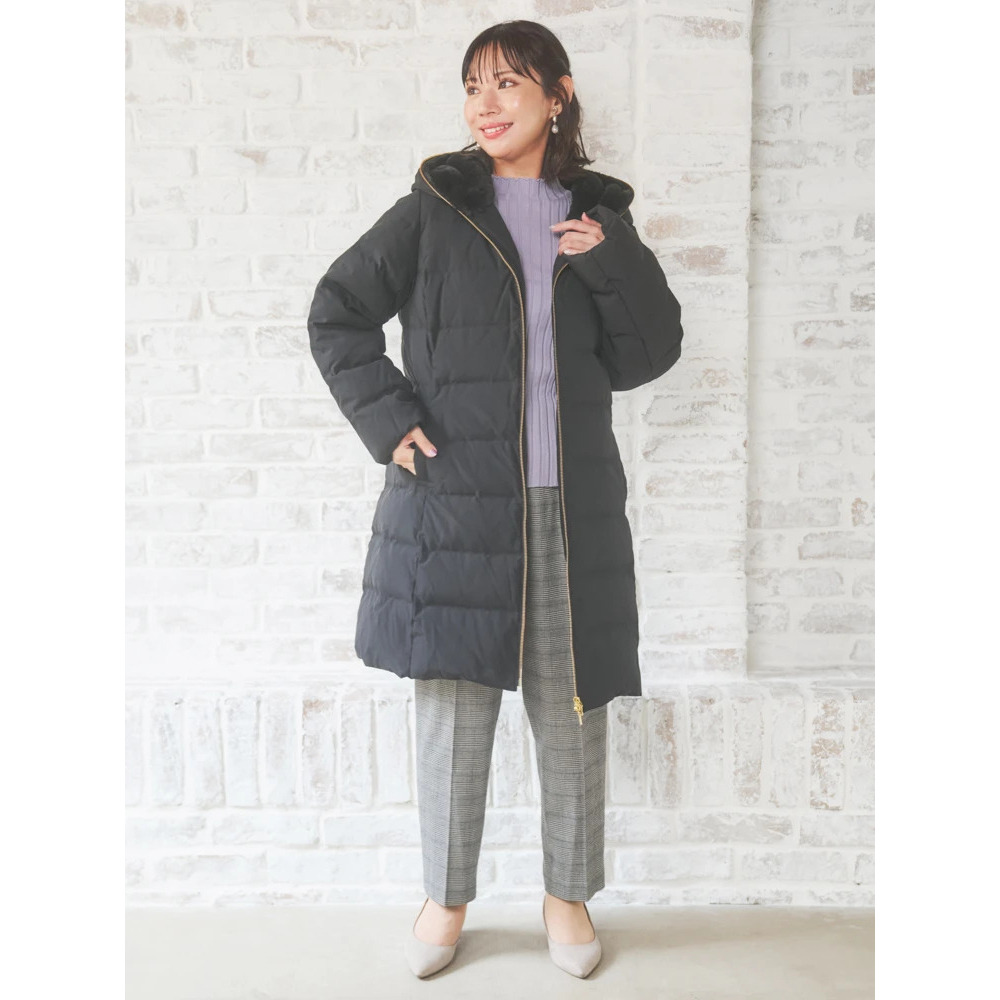 フェイクファーフードロングダウン16