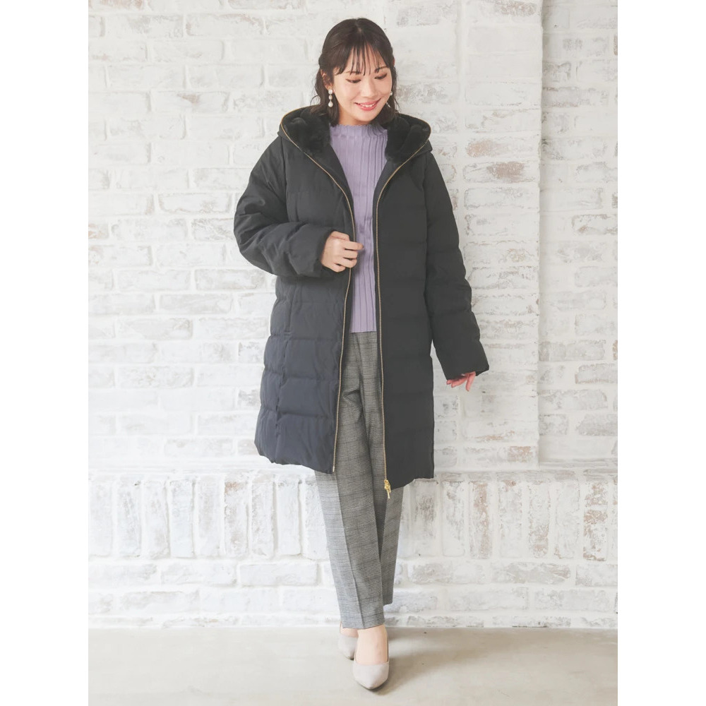 フェイクファーフードロングダウン17