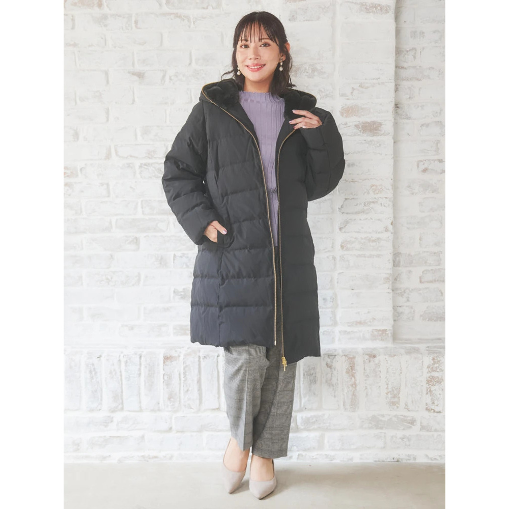 フェイクファーフードロングダウン18