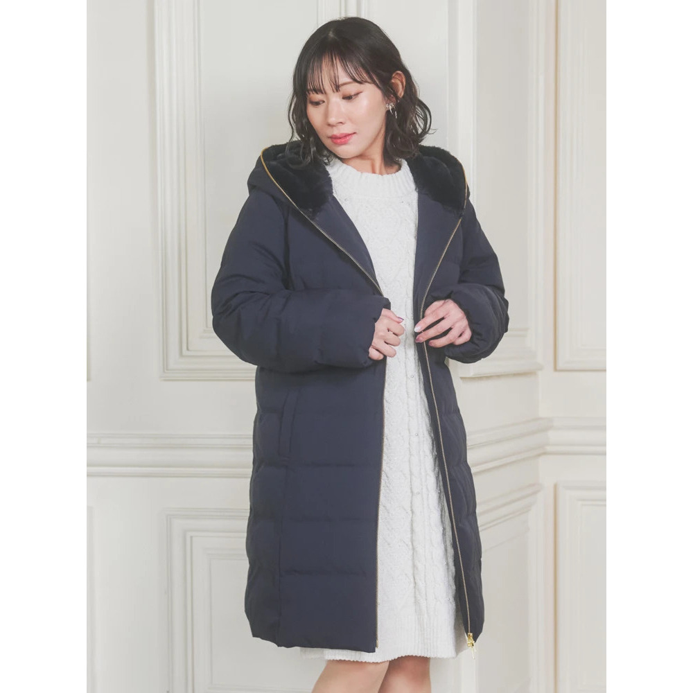 フェイクファーフードロングダウン2