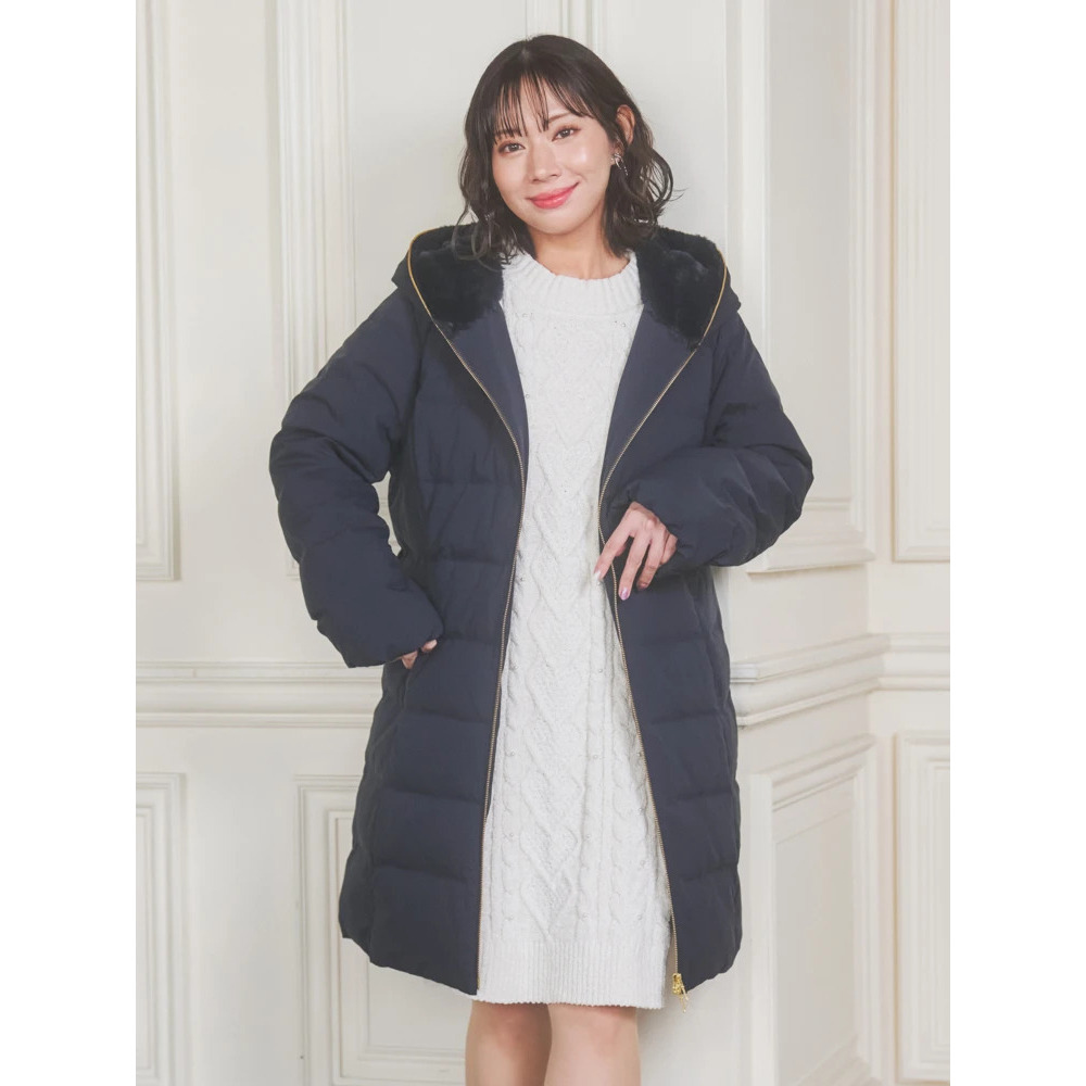 フェイクファーフードロングダウン1