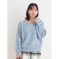 プチリボンフェザーニットプルオーバー