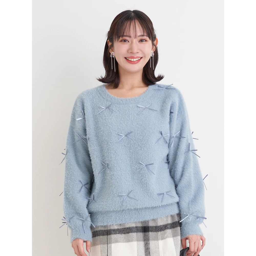 プチリボンフェザーニットプルオーバー10