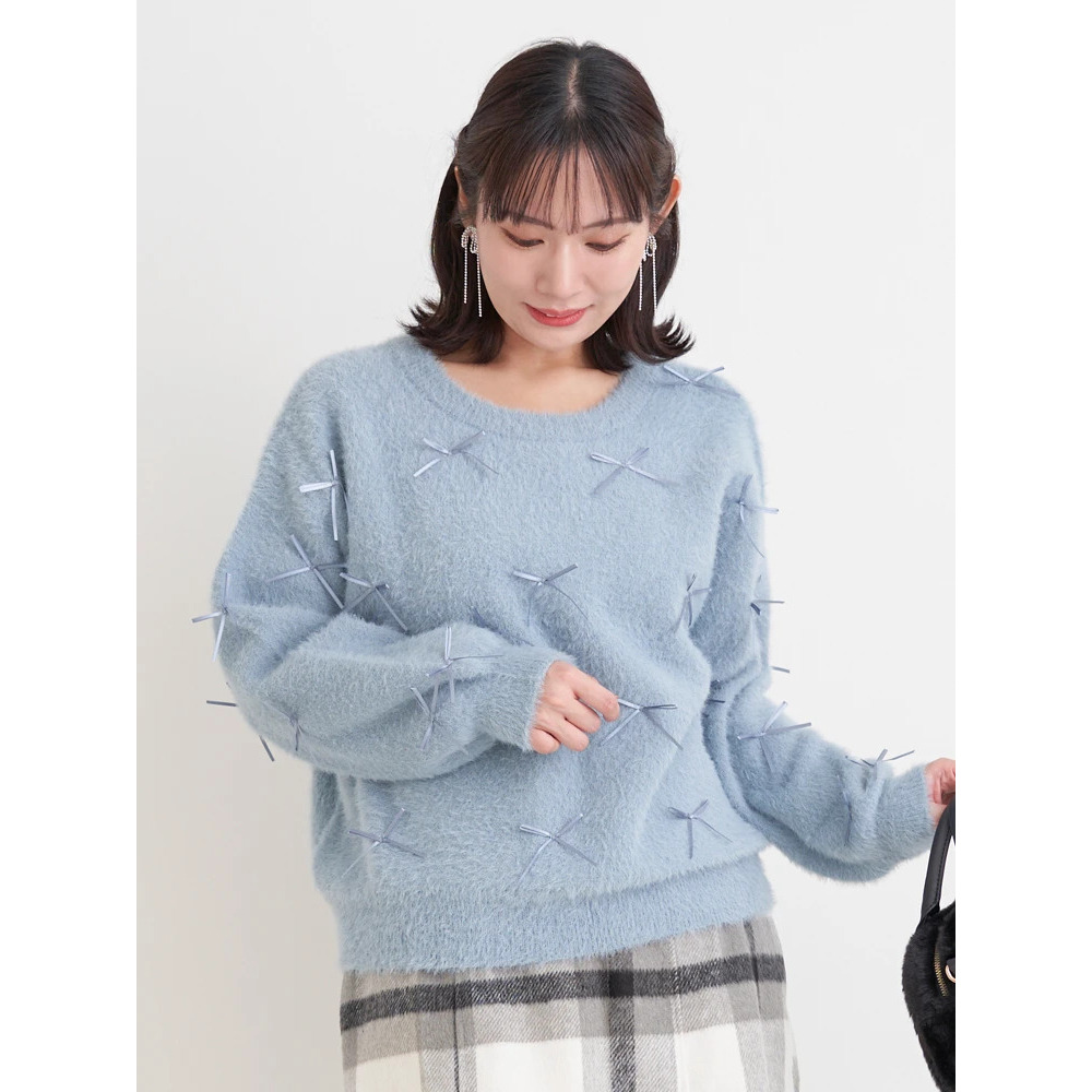 プチリボンフェザーニットプルオーバー11