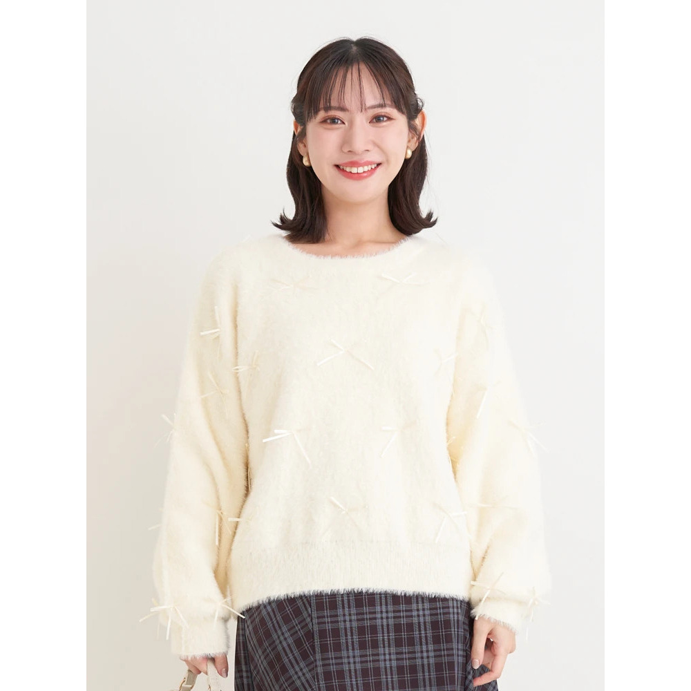 プチリボンフェザーニットプルオーバー16