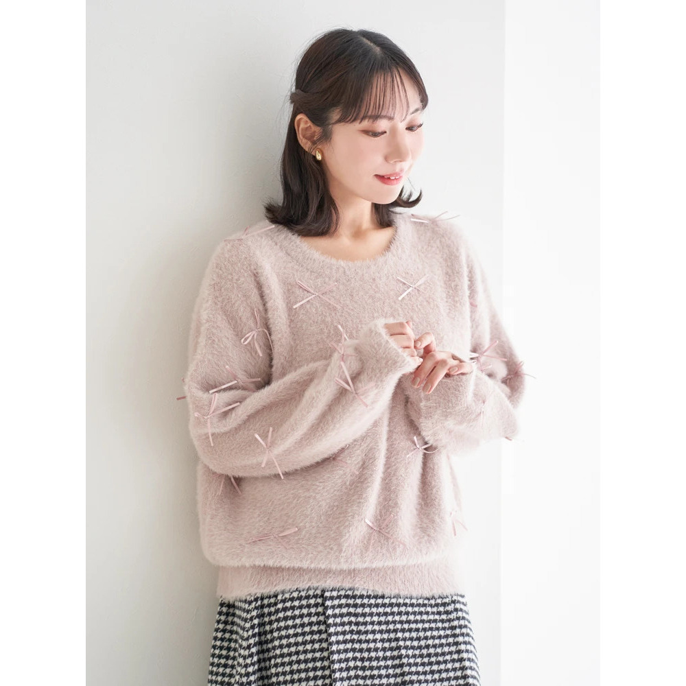 プチリボンフェザーニットプルオーバー2