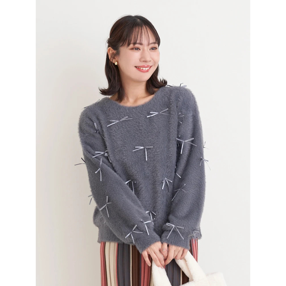 プチリボンフェザーニットプルオーバー21