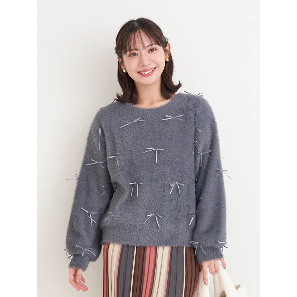 プチリボンフェザーニットプルオーバー22