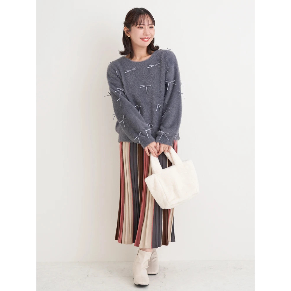 プチリボンフェザーニットプルオーバー23