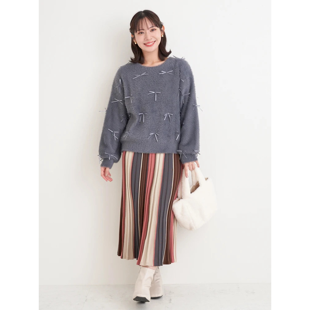 プチリボンフェザーニットプルオーバー24