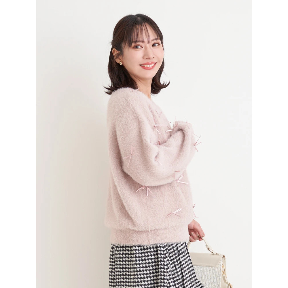 プチリボンフェザーニットプルオーバー3