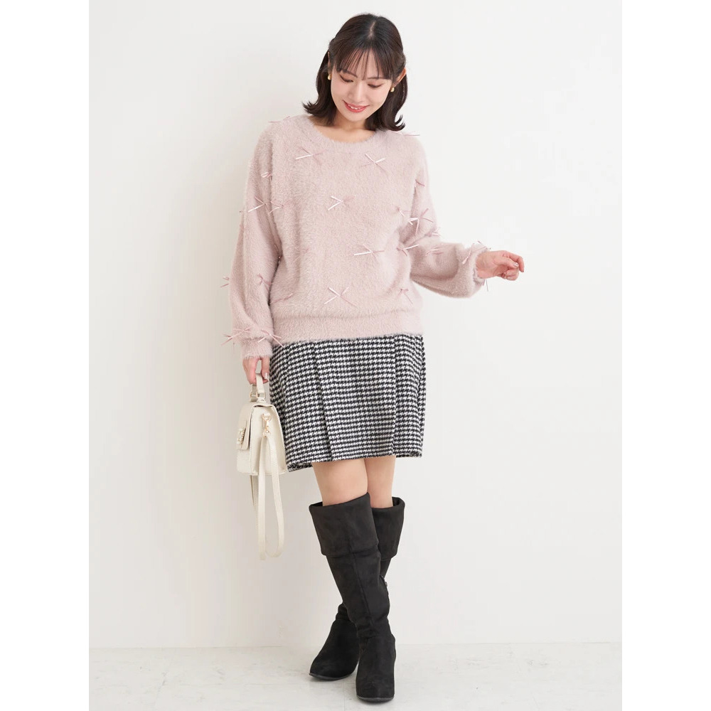 プチリボンフェザーニットプルオーバー5