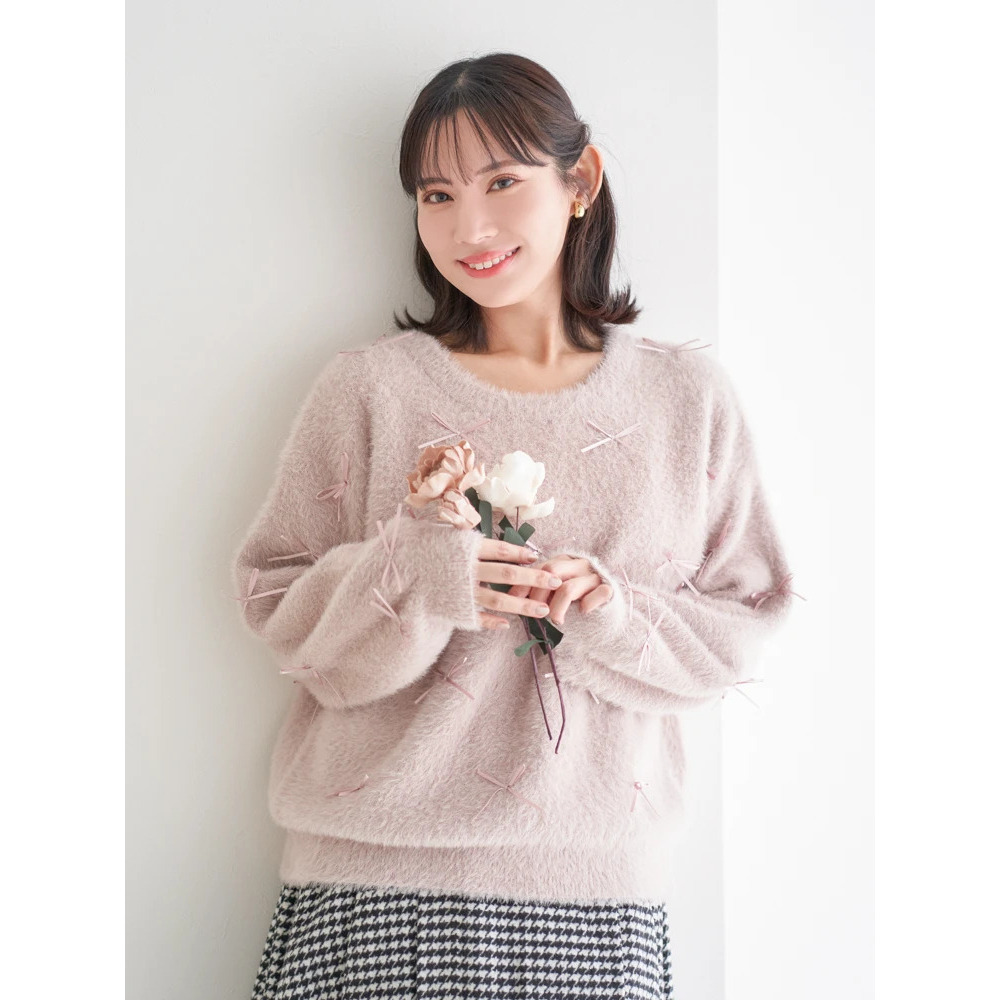 プチリボンフェザーニットプルオーバー1