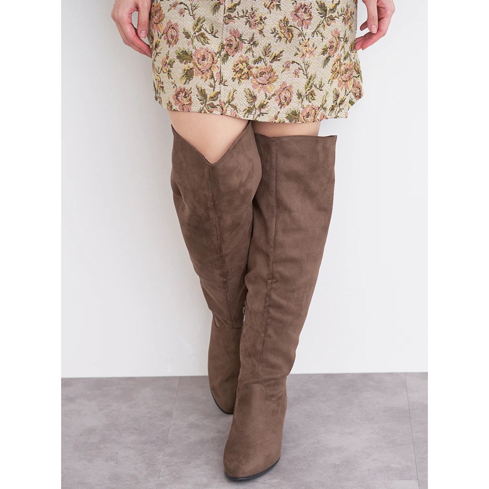 【la farfa SHOES/ラ・ファーファシューズ】2WAYスエードニーハイブーツ1