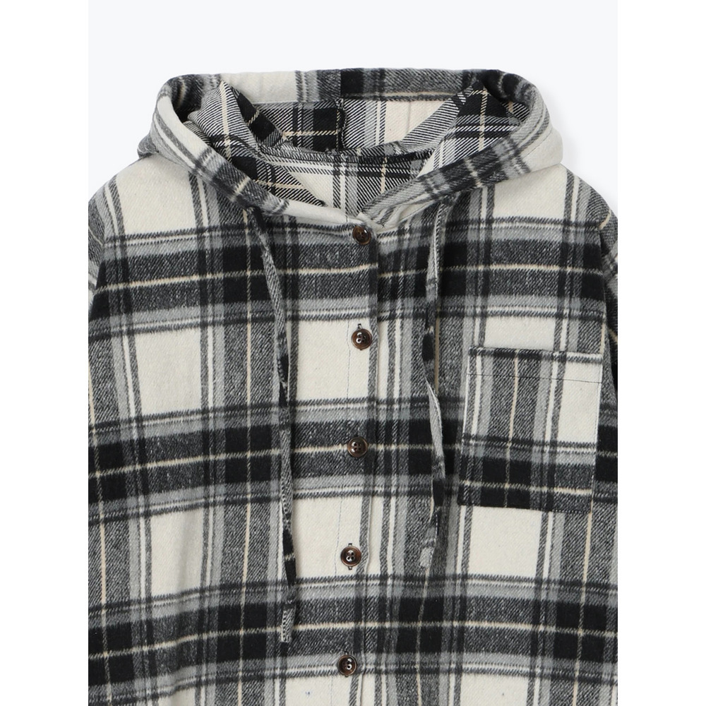 シャギーチェックフード付きシャツ3