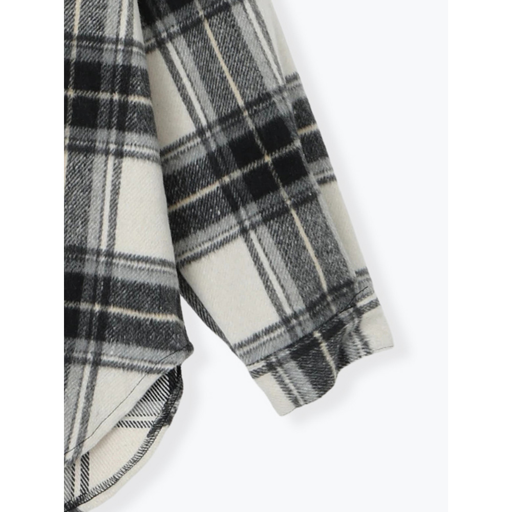 シャギーチェックフード付きシャツ4