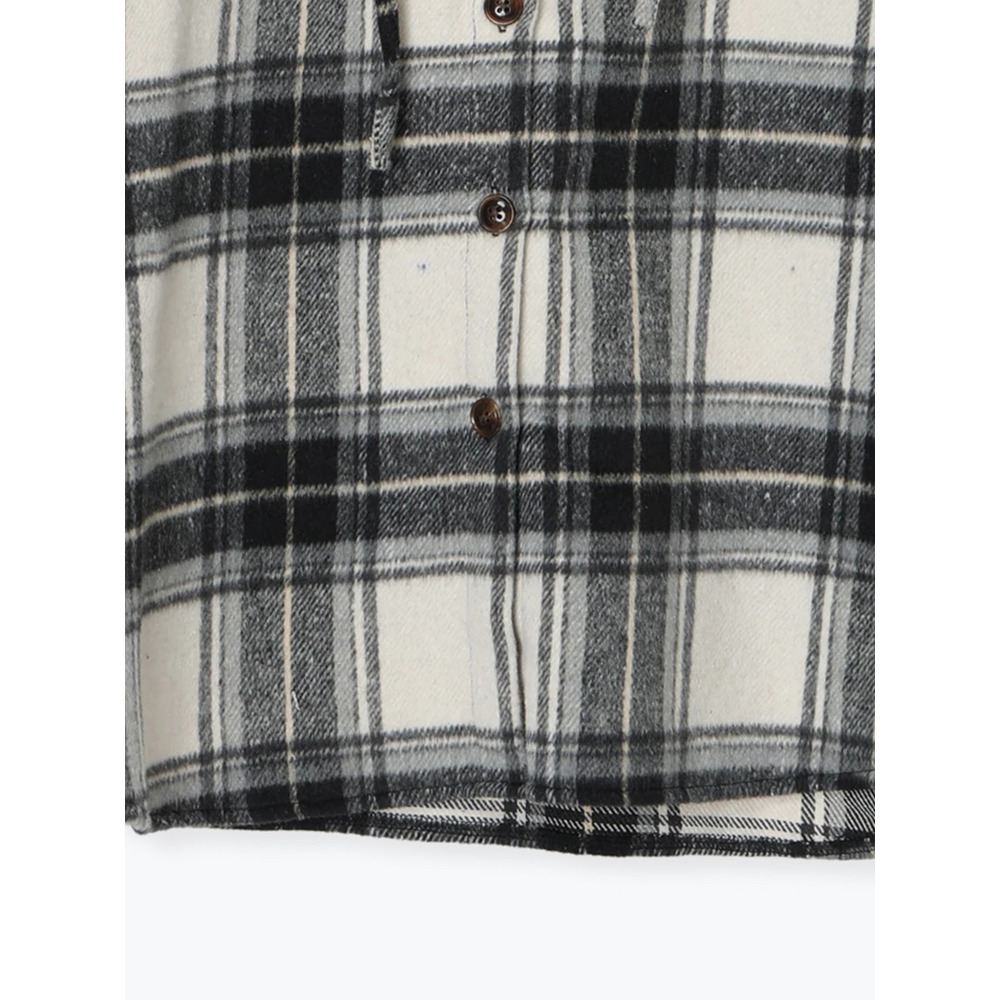 シャギーチェックフード付きシャツ5