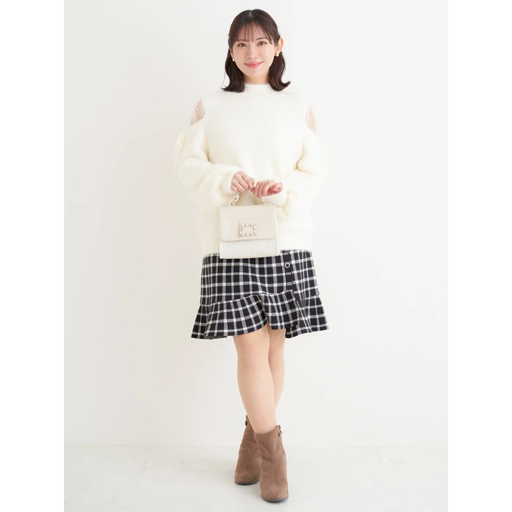 裾フリルニットスカート(無地・チェック柄)10