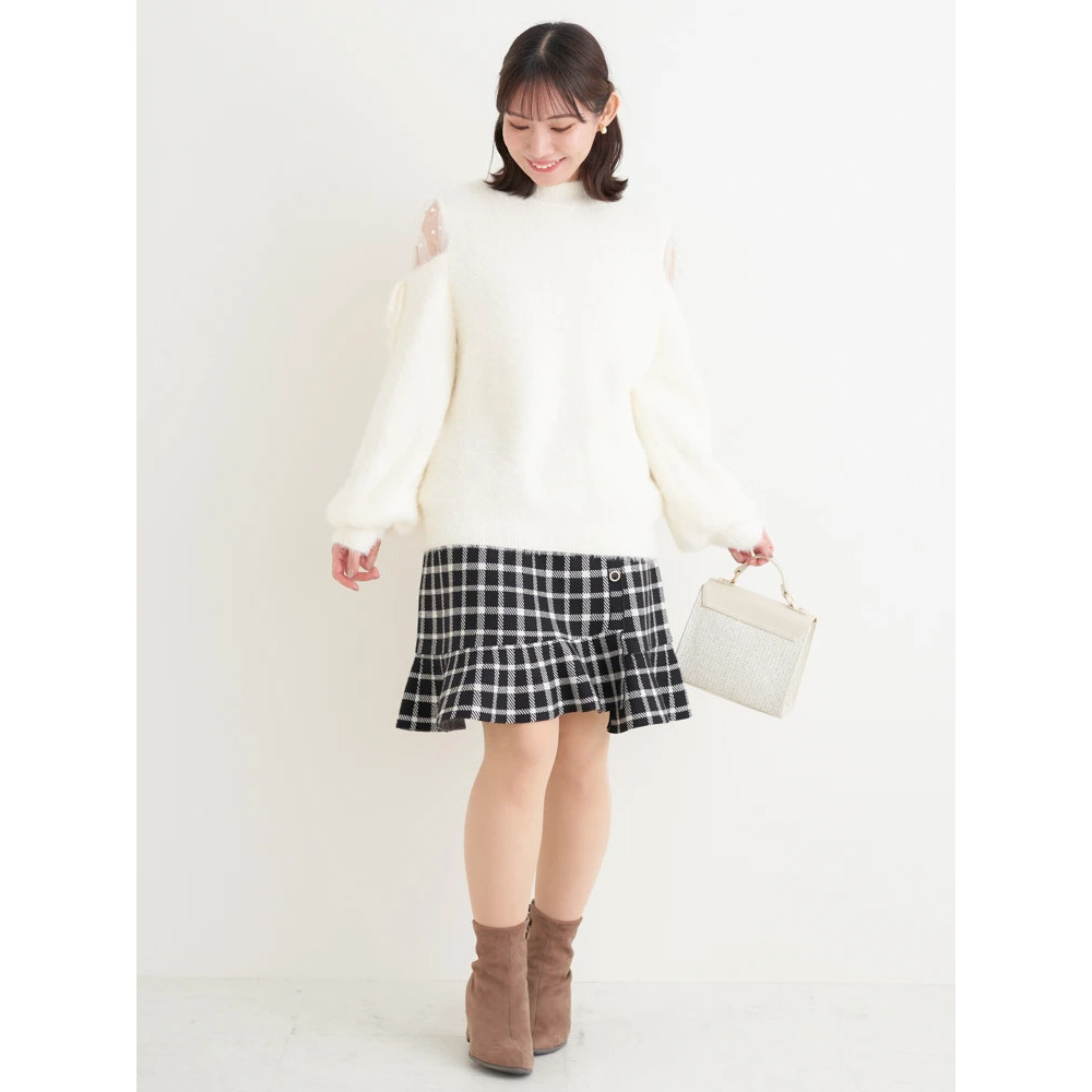 裾フリルニットスカート(無地・チェック柄)11