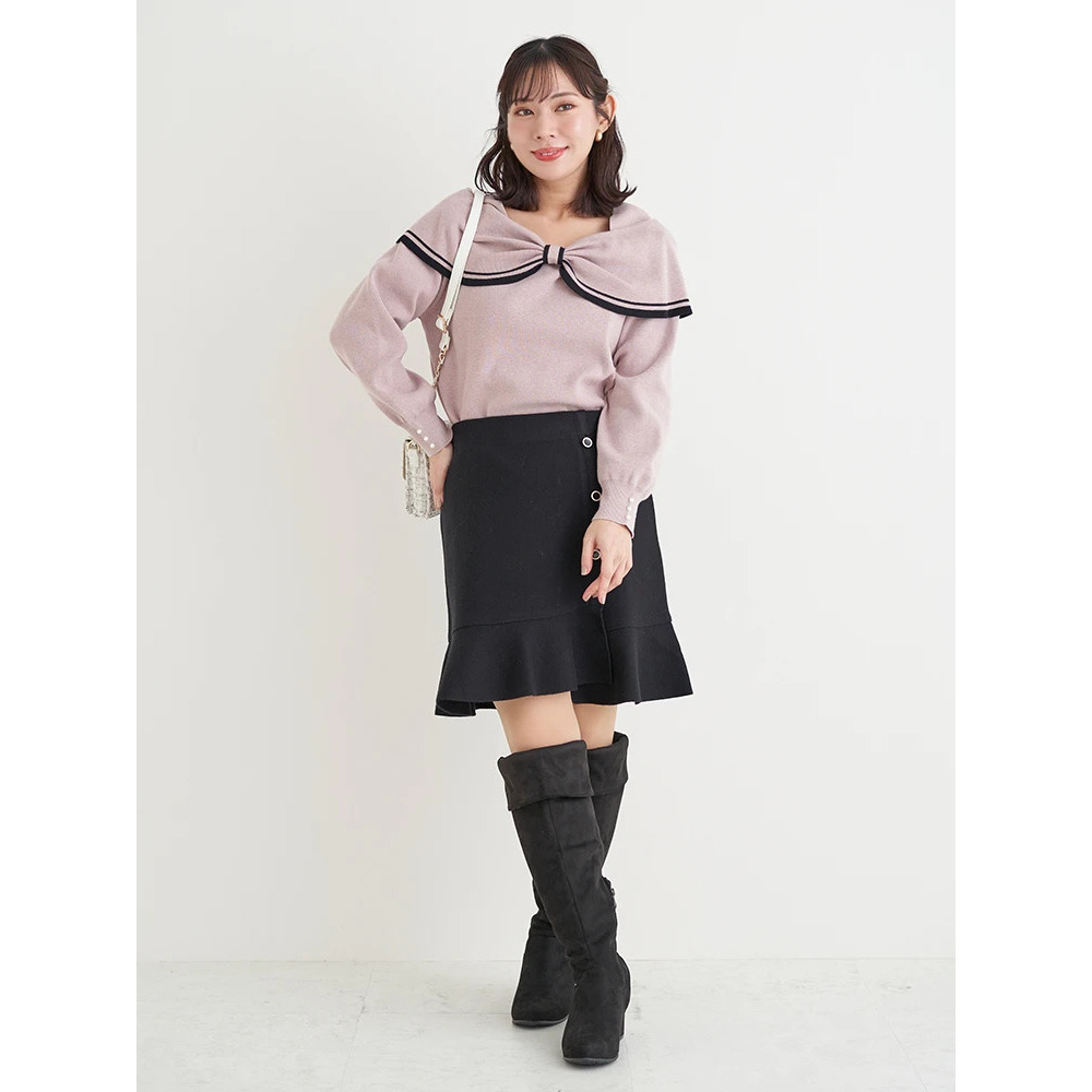 裾フリルニットスカート(無地・チェック柄)18