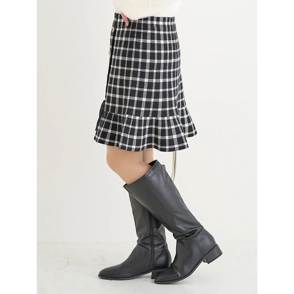 裾フリルニットスカート(無地・チェック柄)3