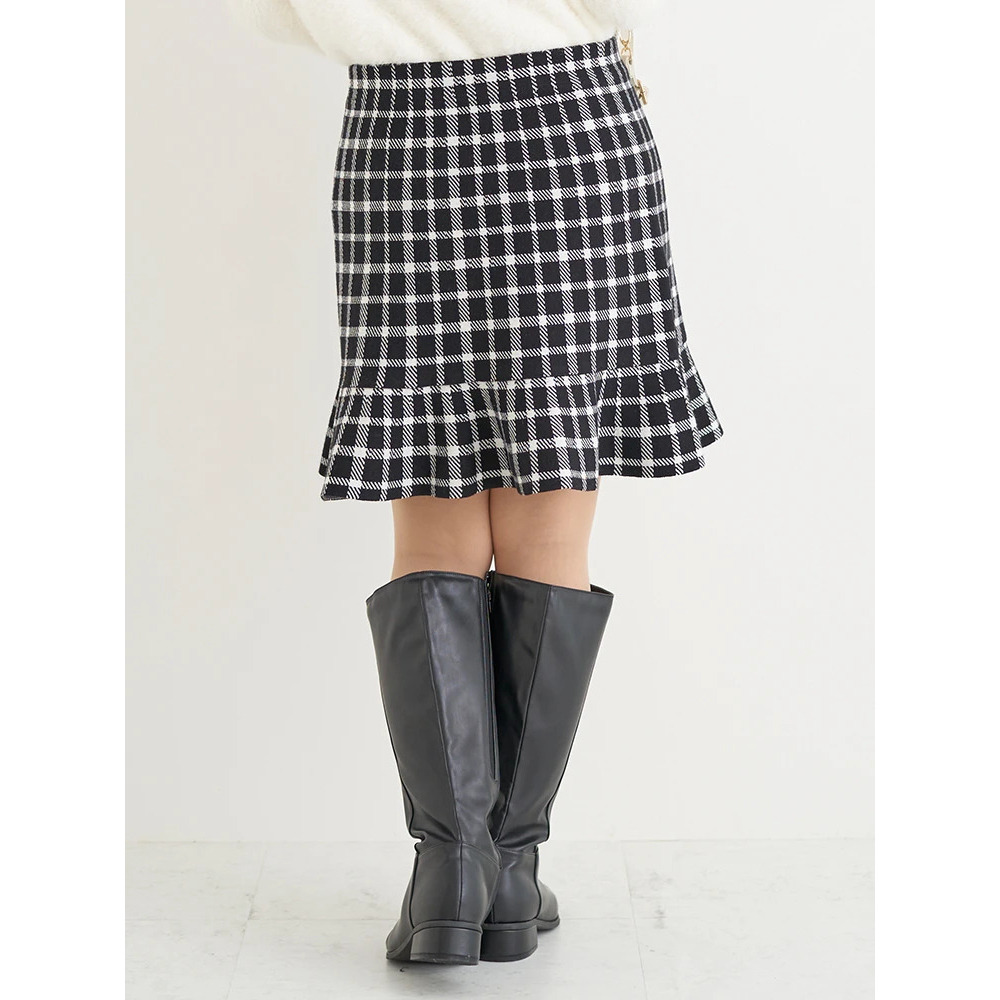 裾フリルニットスカート(無地・チェック柄)4