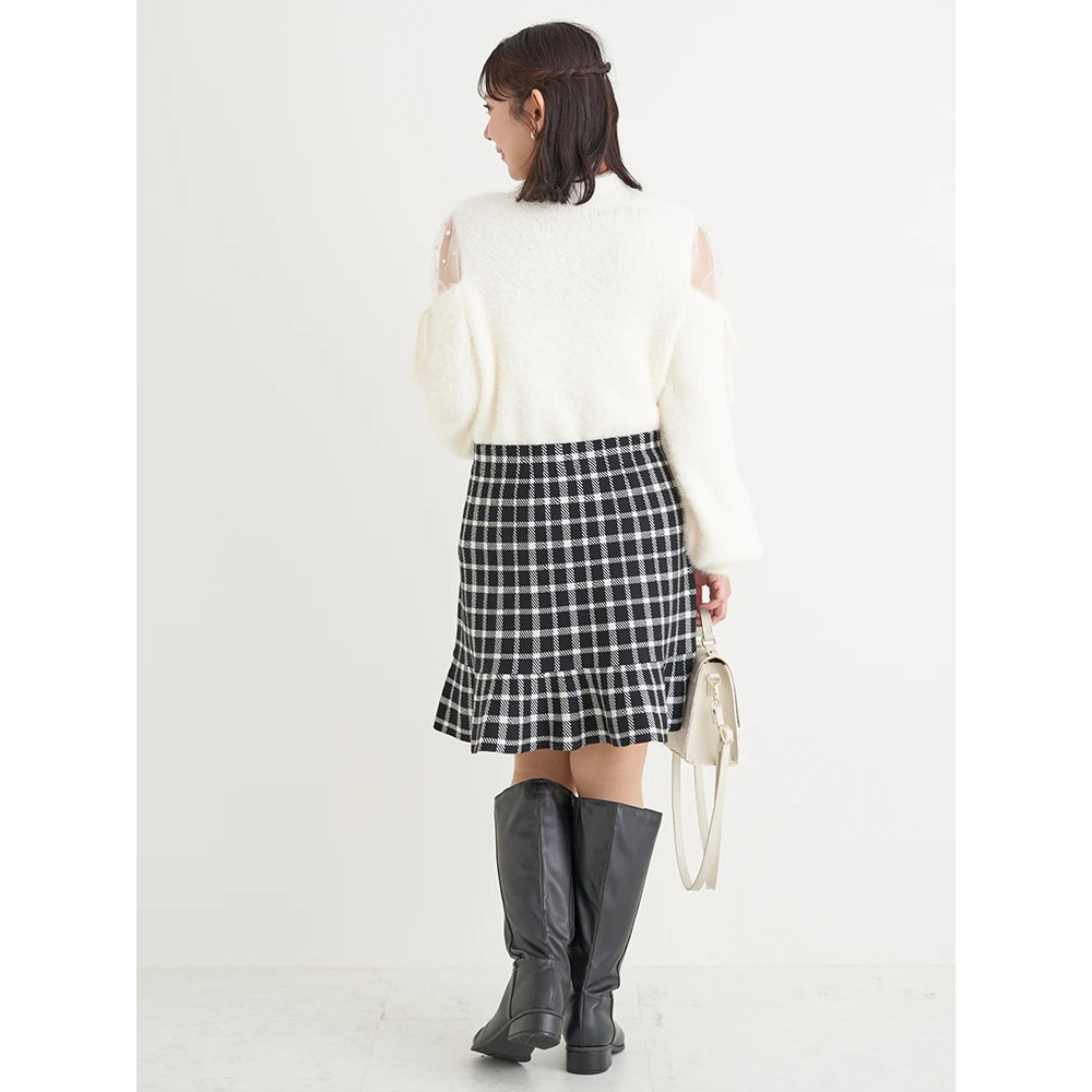裾フリルニットスカート(無地・チェック柄)9