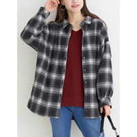 起毛チェック裏フリースシャツ