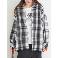 起毛チェック裏フリースシャツ