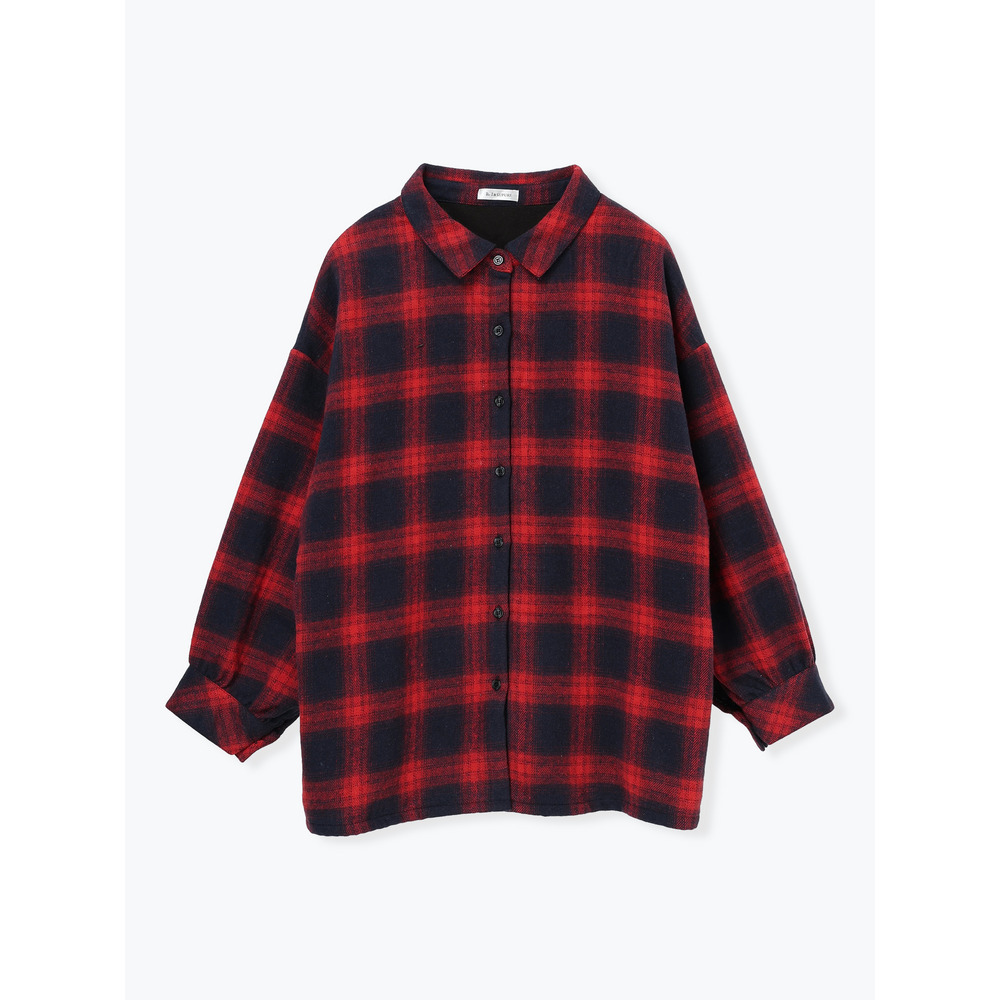 起毛チェック裏フリースシャツ1