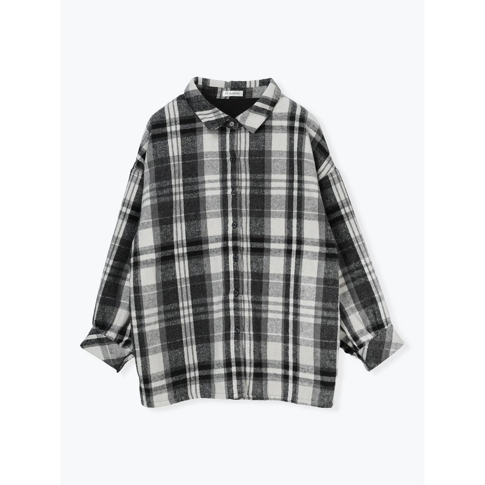 起毛チェック裏フリースシャツ1