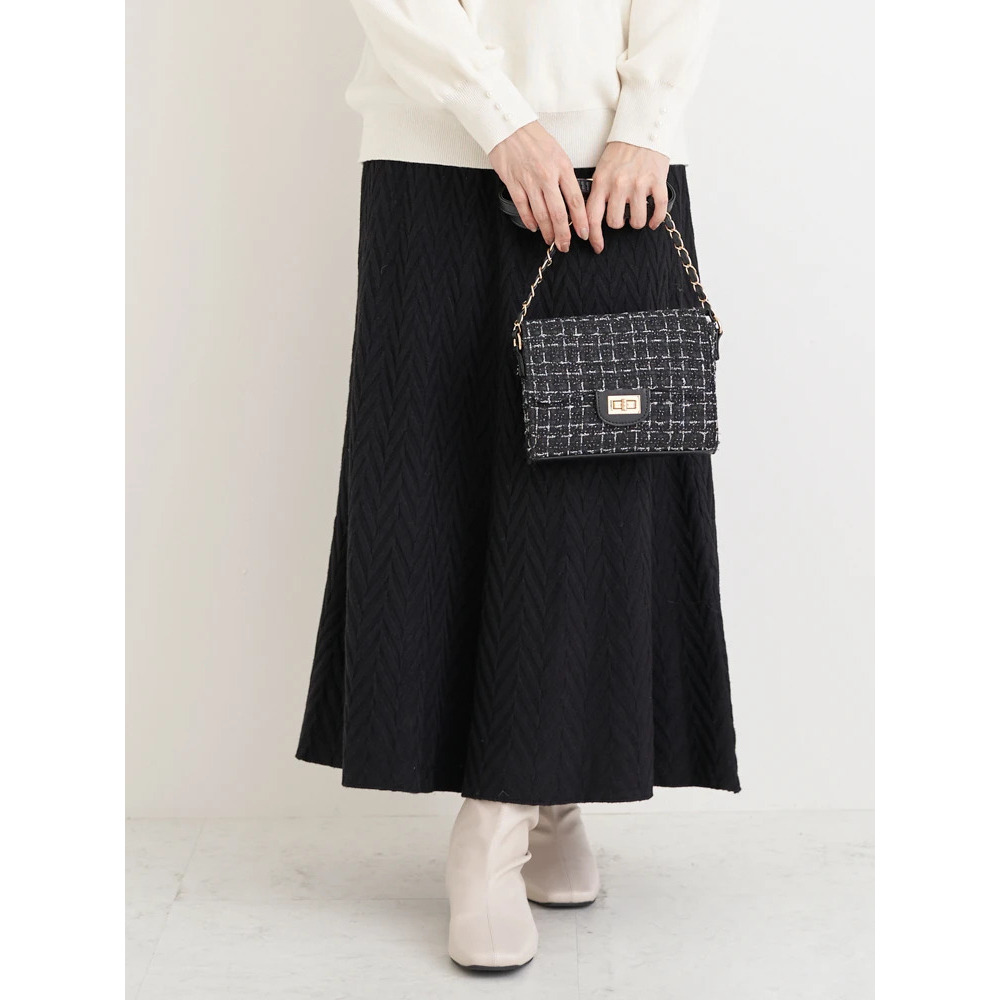 幾何学柄ニットスカート15