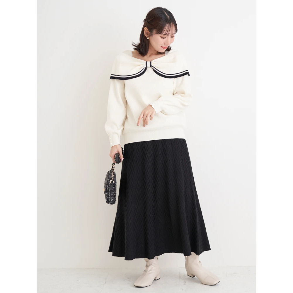 幾何学柄ニットスカート18
