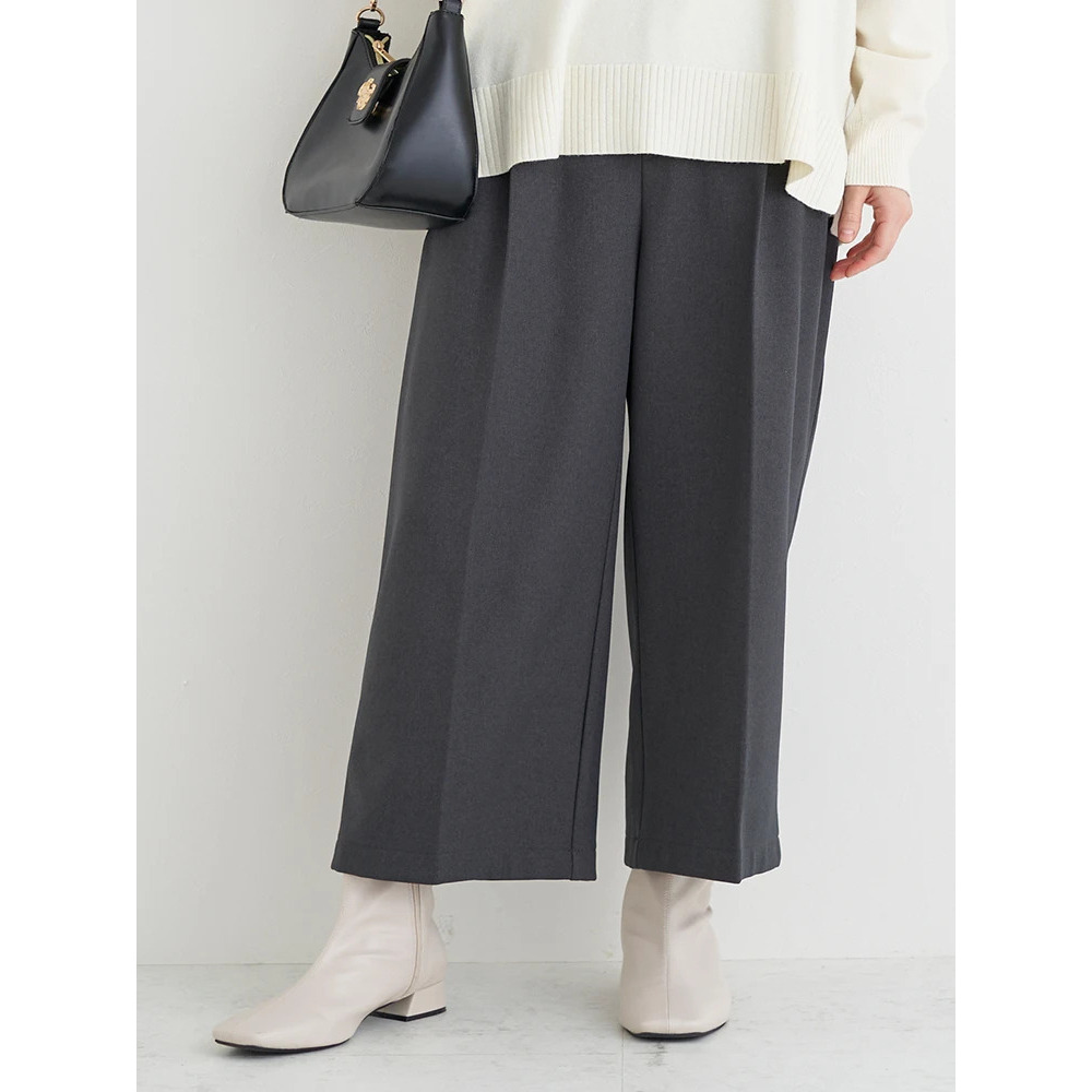 裏起毛タックツイルワイドパンツ