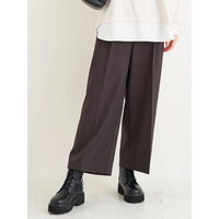 裏起毛タックツイルワイドパンツ